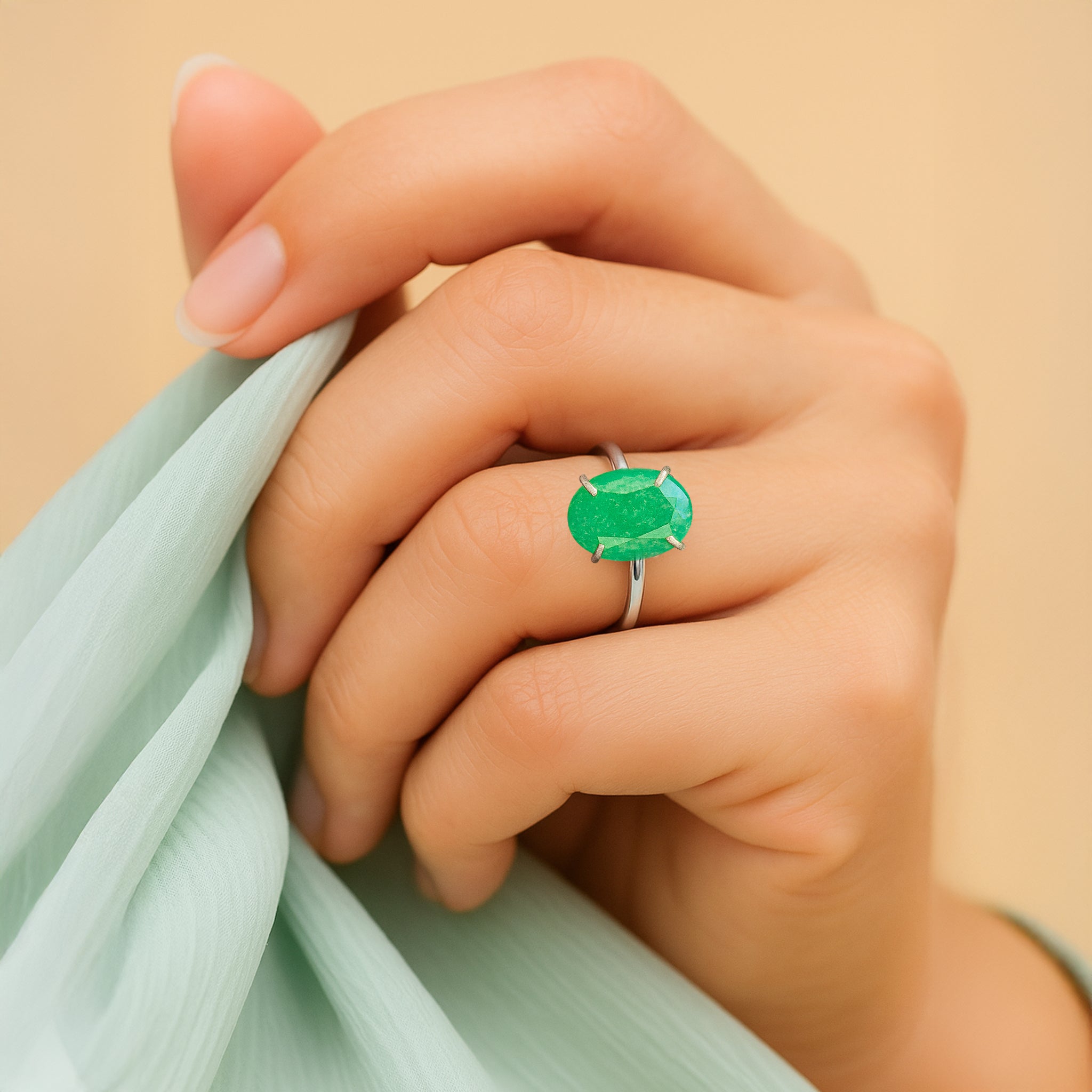 Promotes Wealth Attraction & Money Growth: Green Aventurine Ring