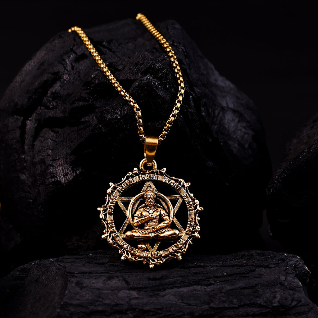IGP Plating Meditating Hanuman Ji Pendant