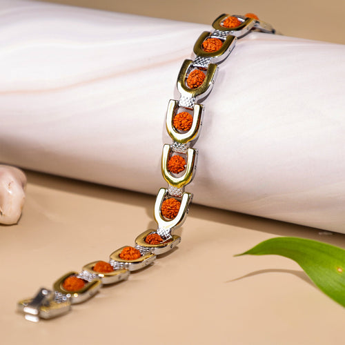 Duotone Rudraksha Bracelet (IGP Gold & Silver Plating)