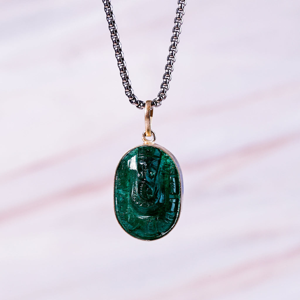 Green Jade Ganesha Pendant