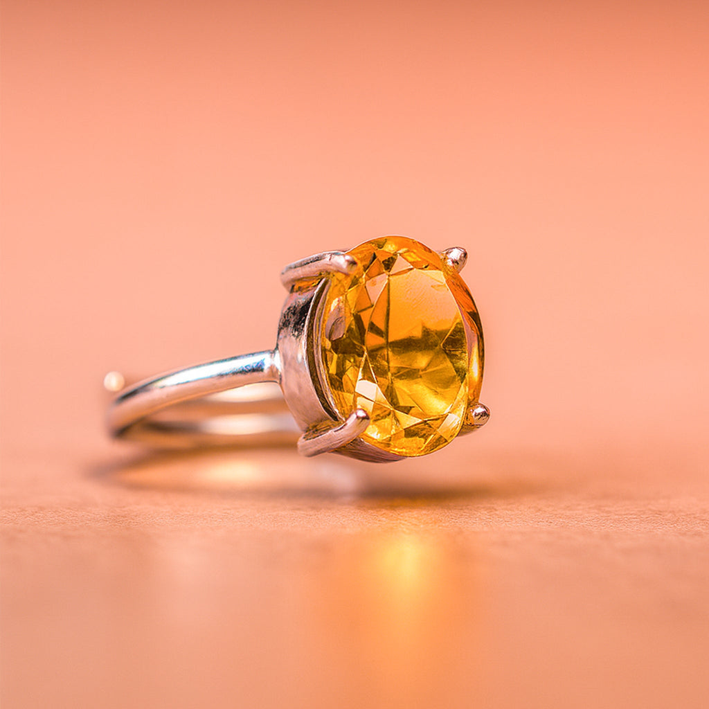 High Financial Status, Success in Job & Profession: Yellow Citrine Ring