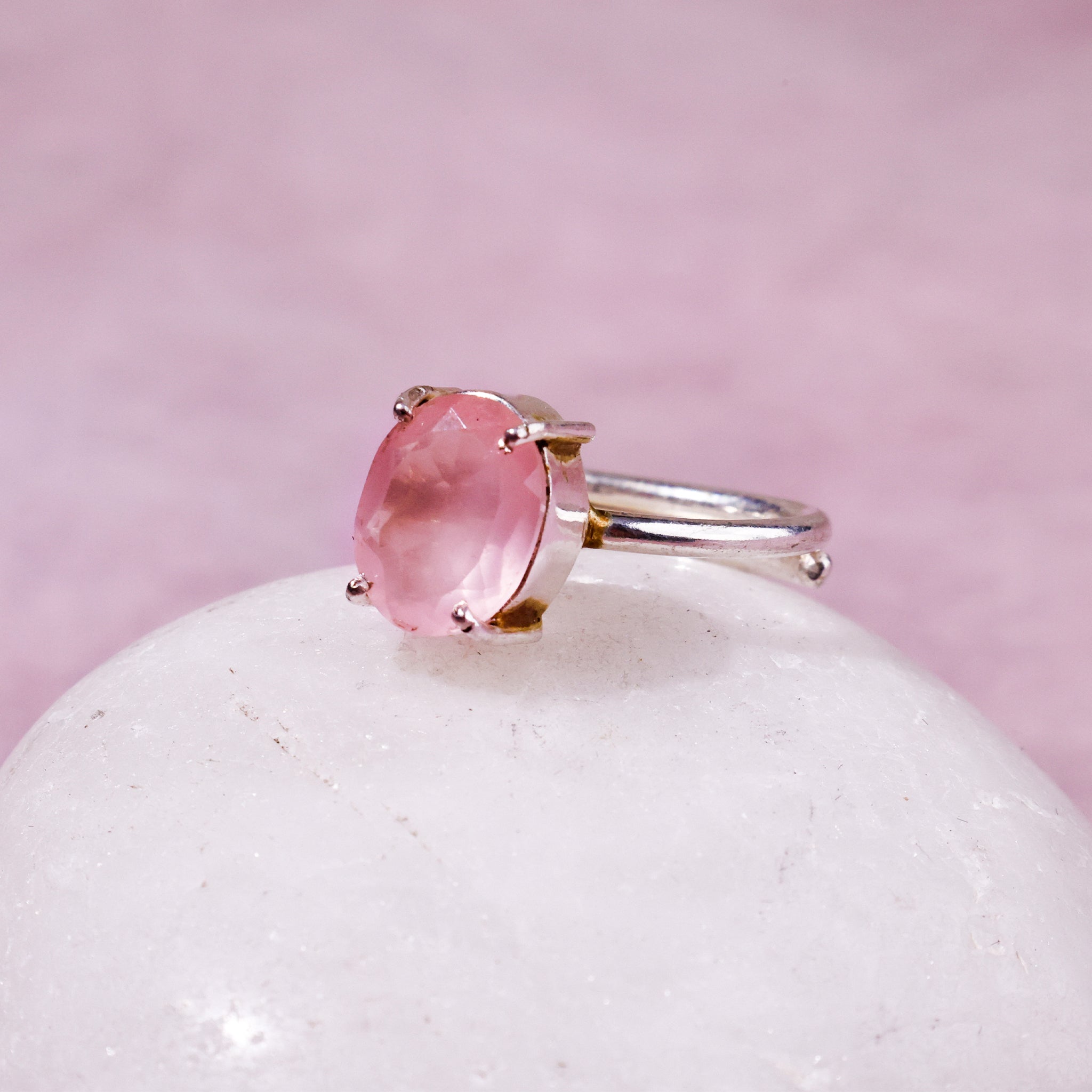 Rose Quartz Ring - Abhimantrit & Certified
