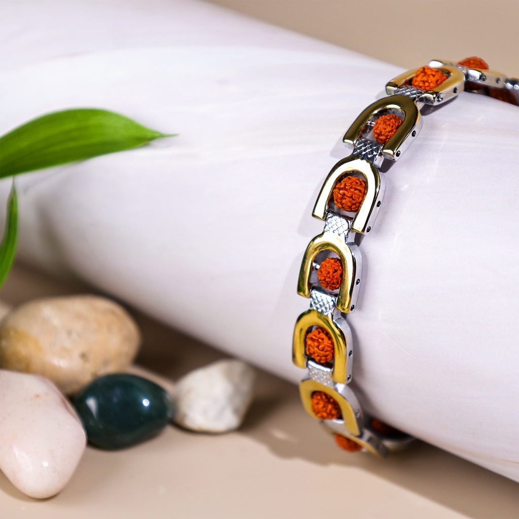 Duotone Rudraksha Bracelet (IGP Gold & Silver Plating)