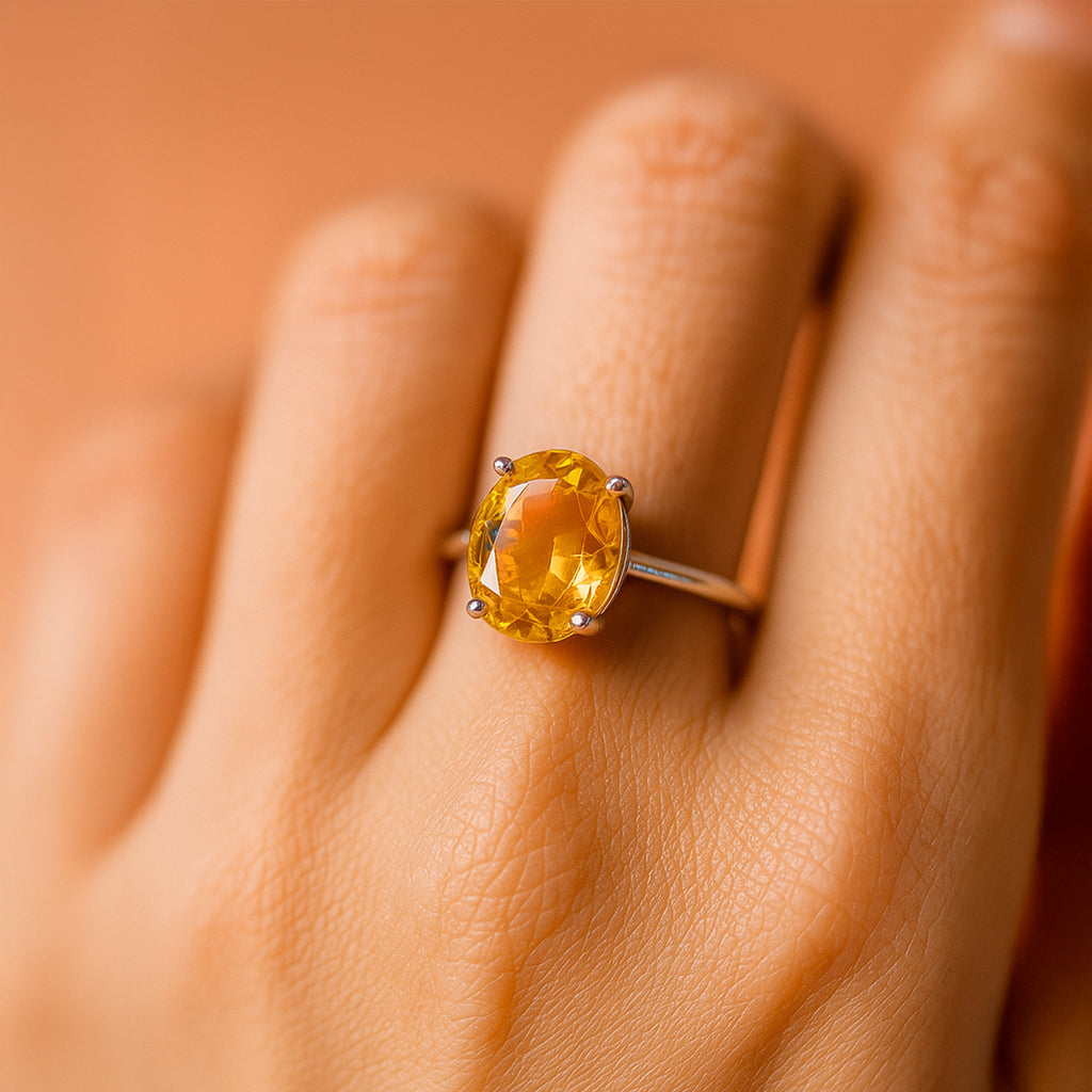 High Financial Status, Success in Job & Profession: Yellow Citrine Ring