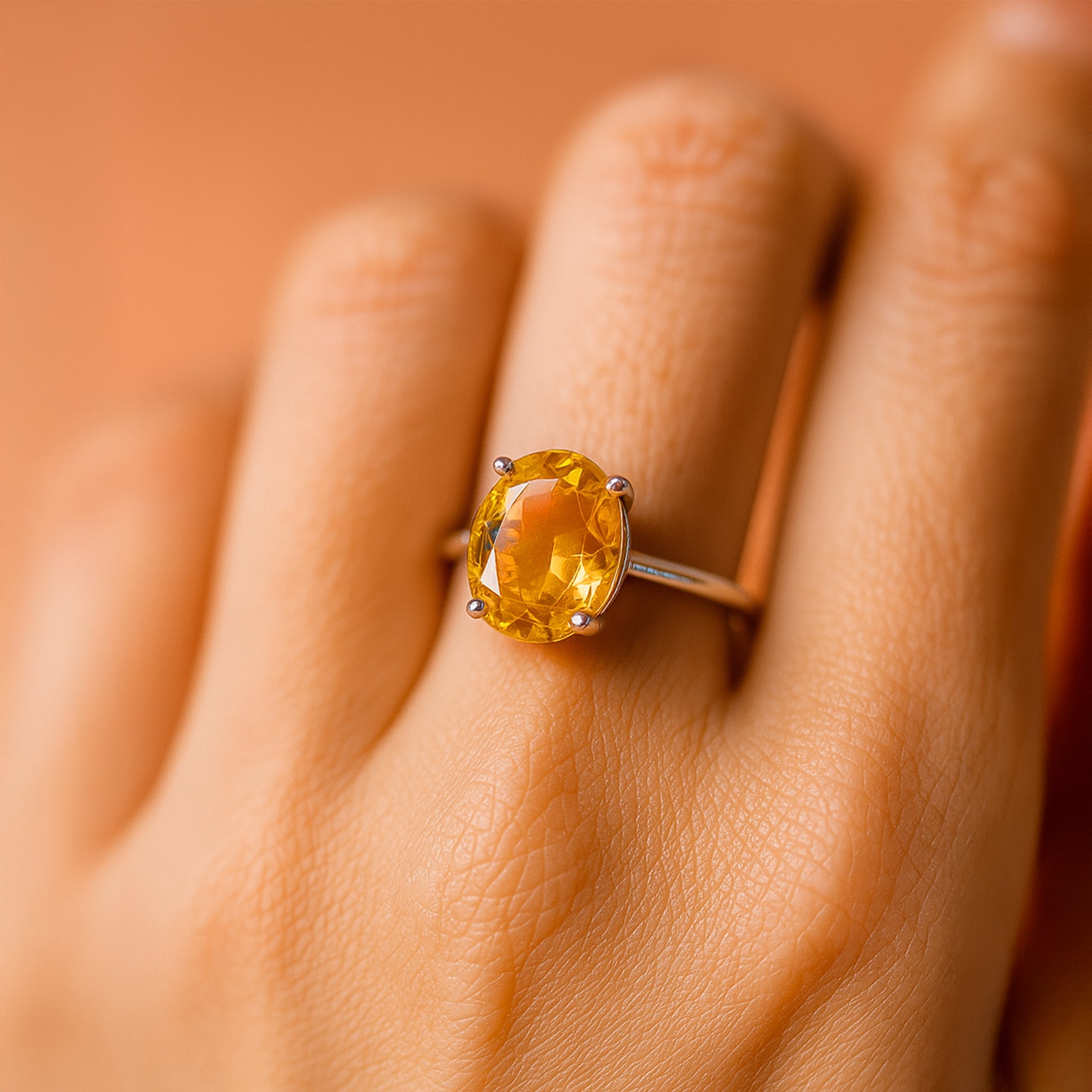High Financial Status, Success in Job & Profession: Yellow Citrine Ring
