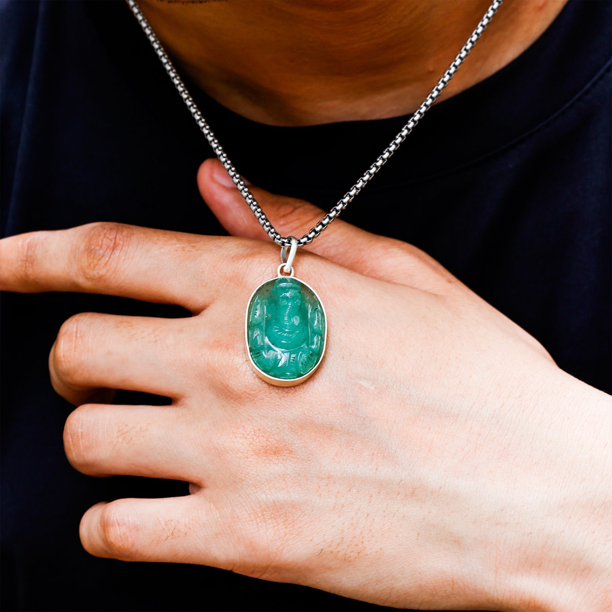 Green Aventurine Ganesha Pendant