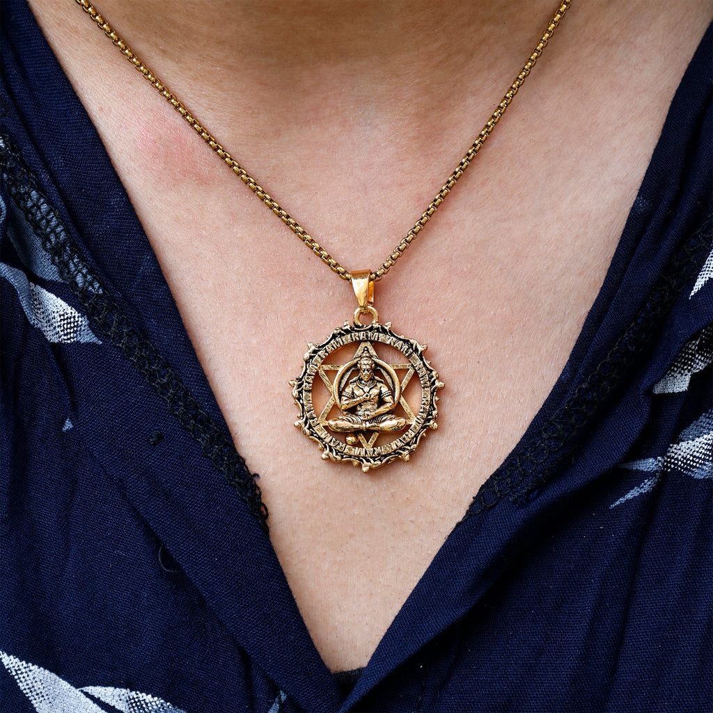 IGP Plating Meditating Hanuman Ji Pendant