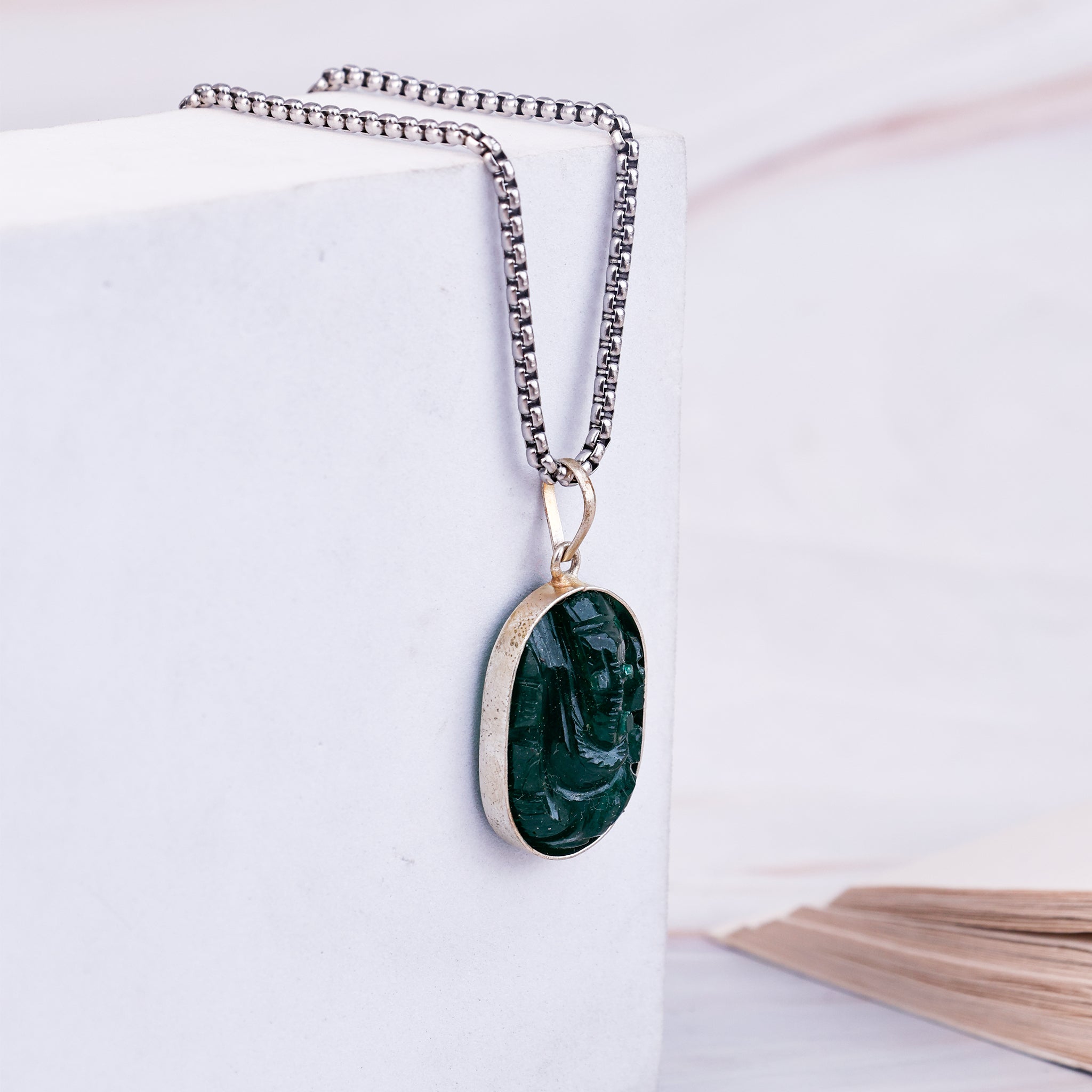 Green Jade Ganesha Pendant