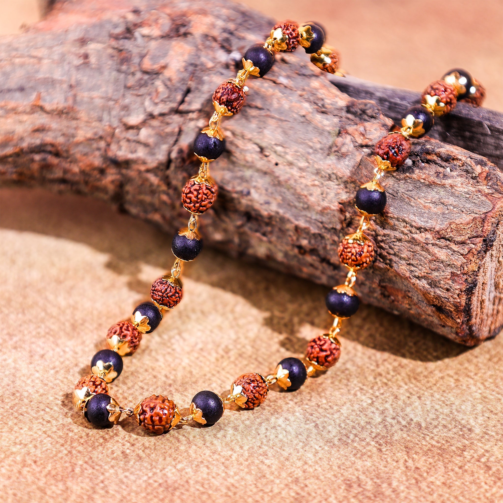 Karungali Mala With Rudraksha Beads