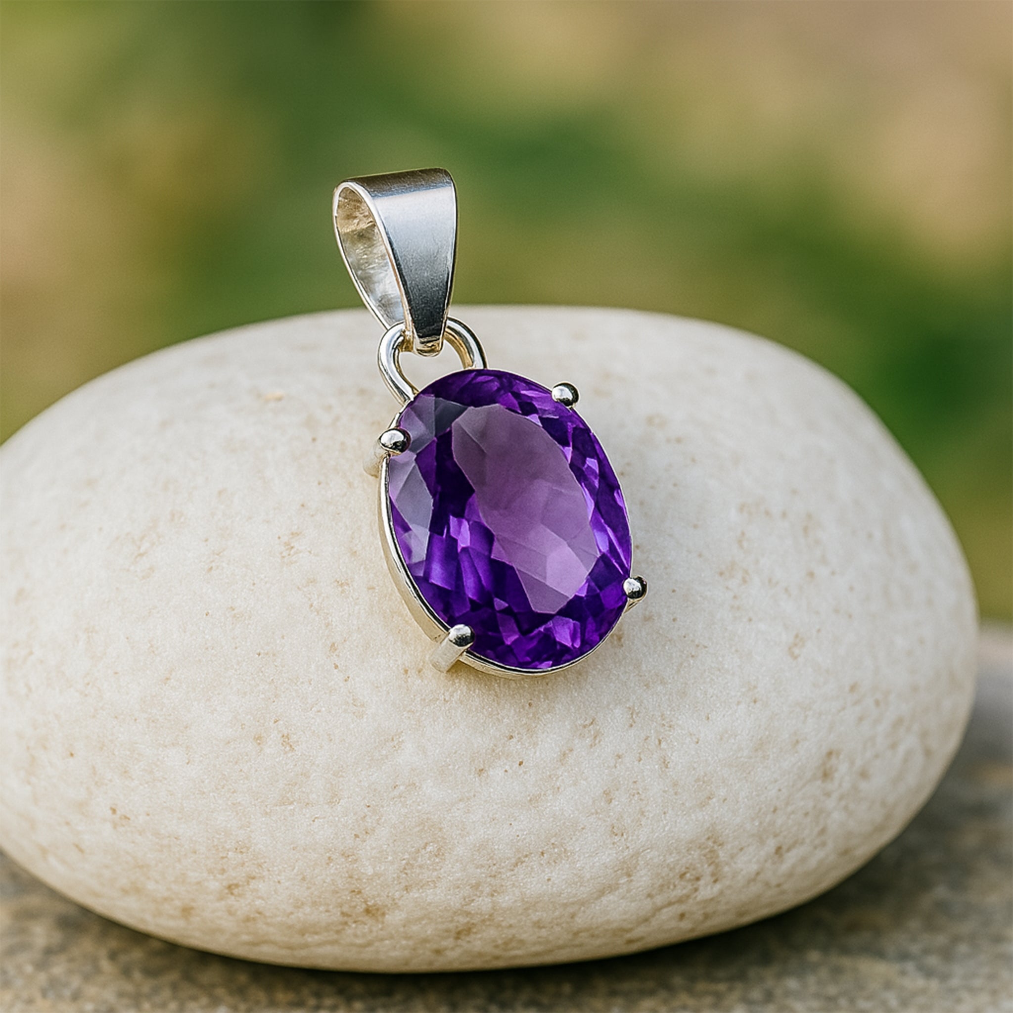 Attract Luck, Enhance Intuition, Improve Health & Skin: Amethyst Crystal Pendant