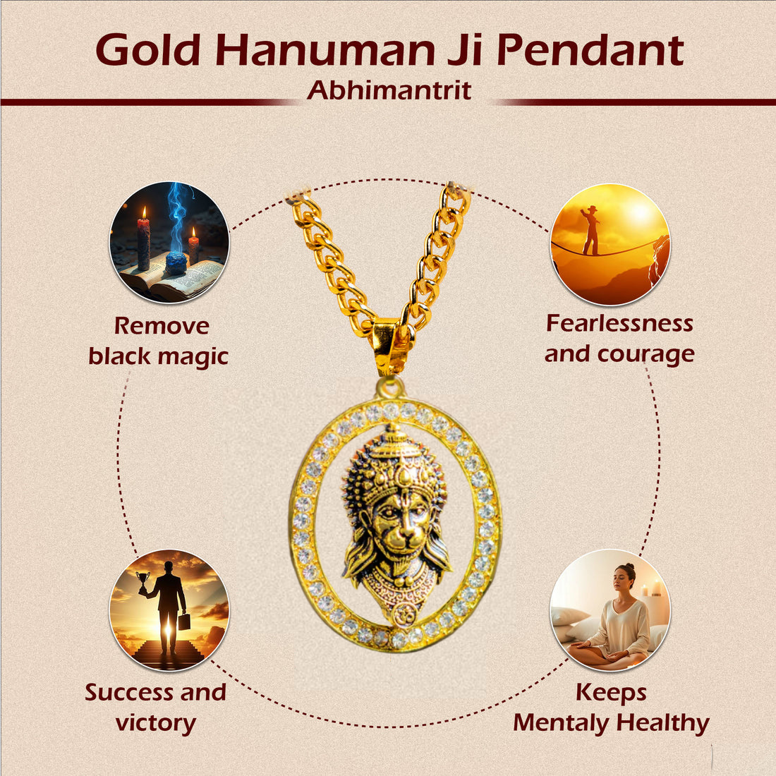 Golden Hanuman Ji Pendant