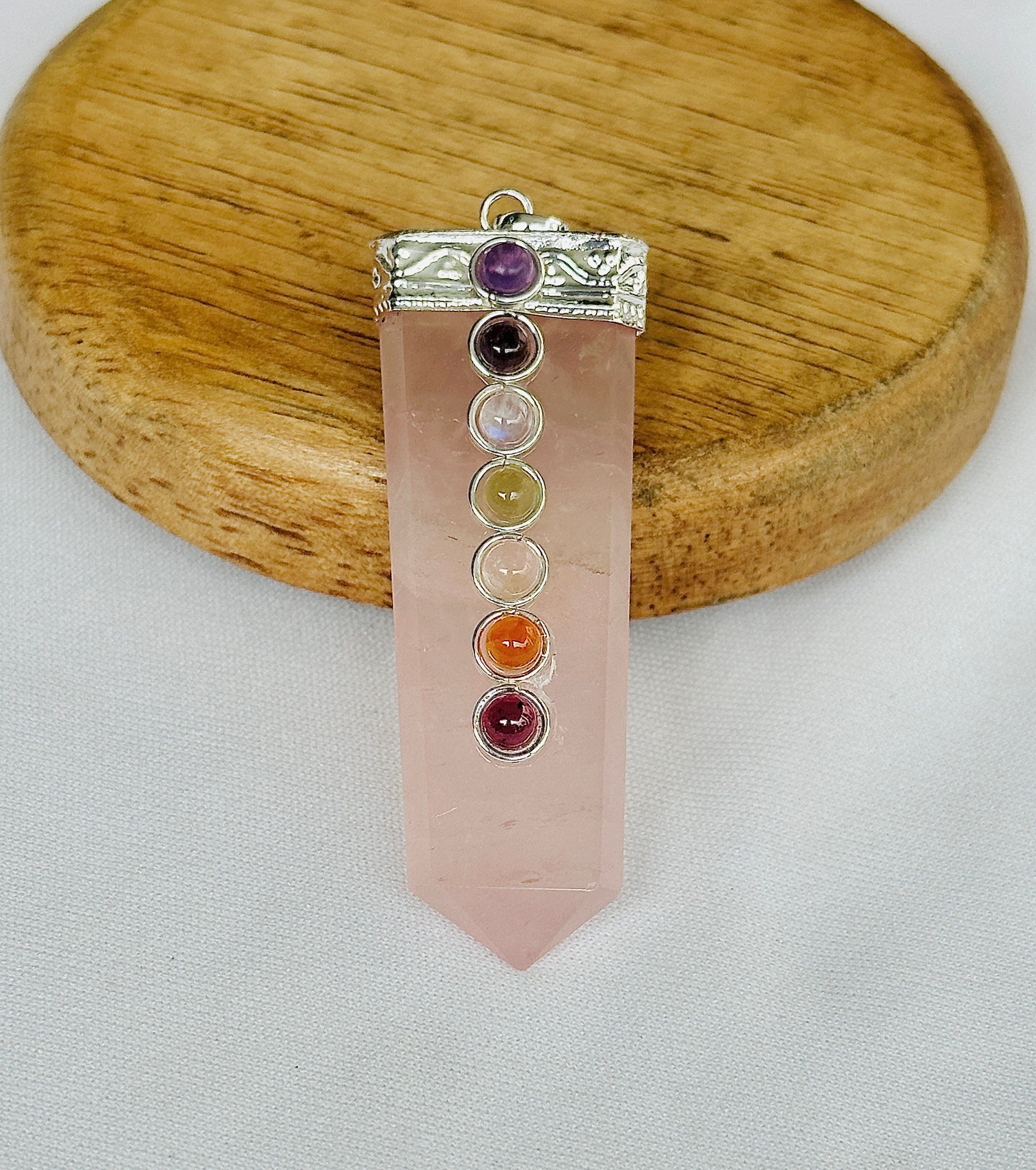Improve Love, Relationship & Emotional Connection: Rose Quartz Seven Chakra Pendant