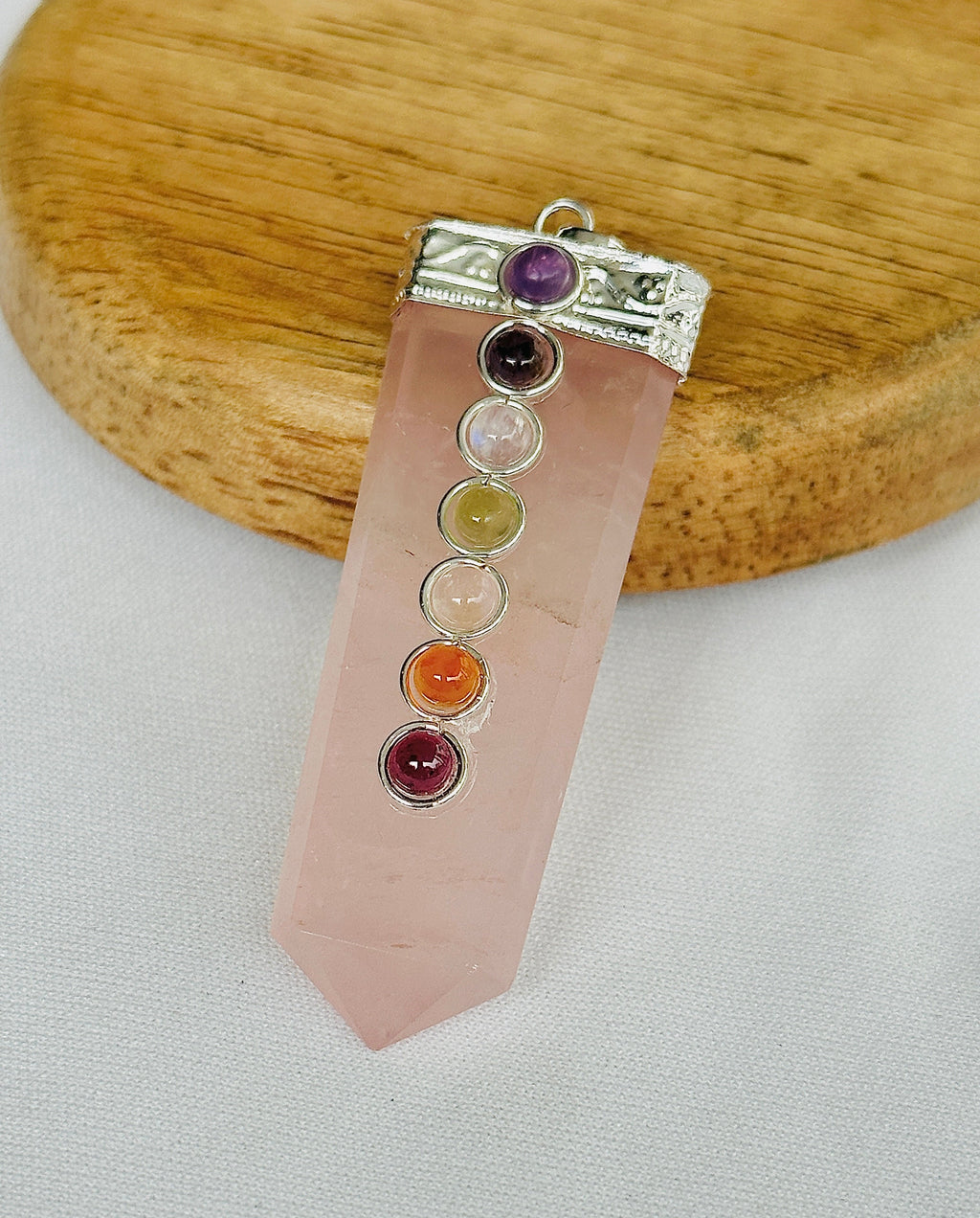 Improve Love, Relationship & Emotional Connection: Rose Quartz Seven Chakra Pendant