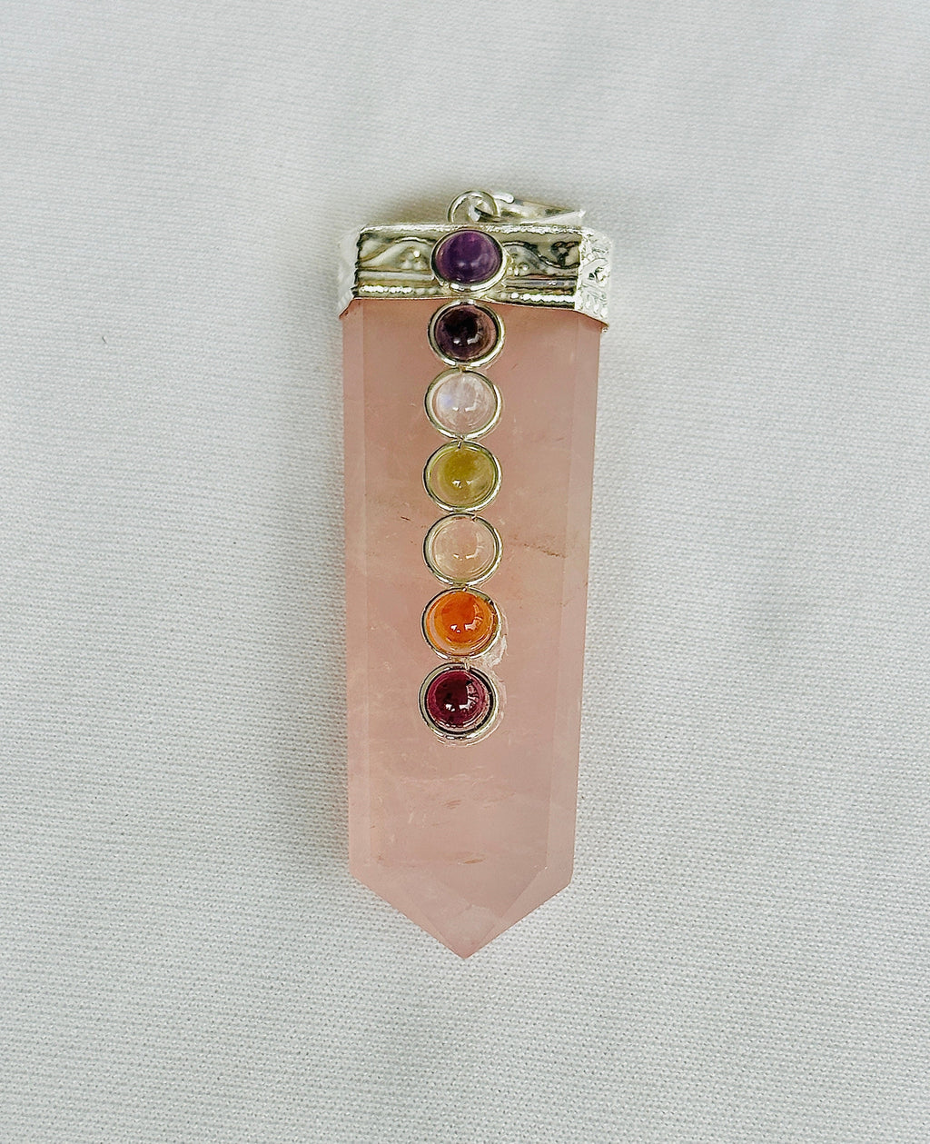 Improve Love, Relationship & Emotional Connection: Rose Quartz Seven Chakra Pendant