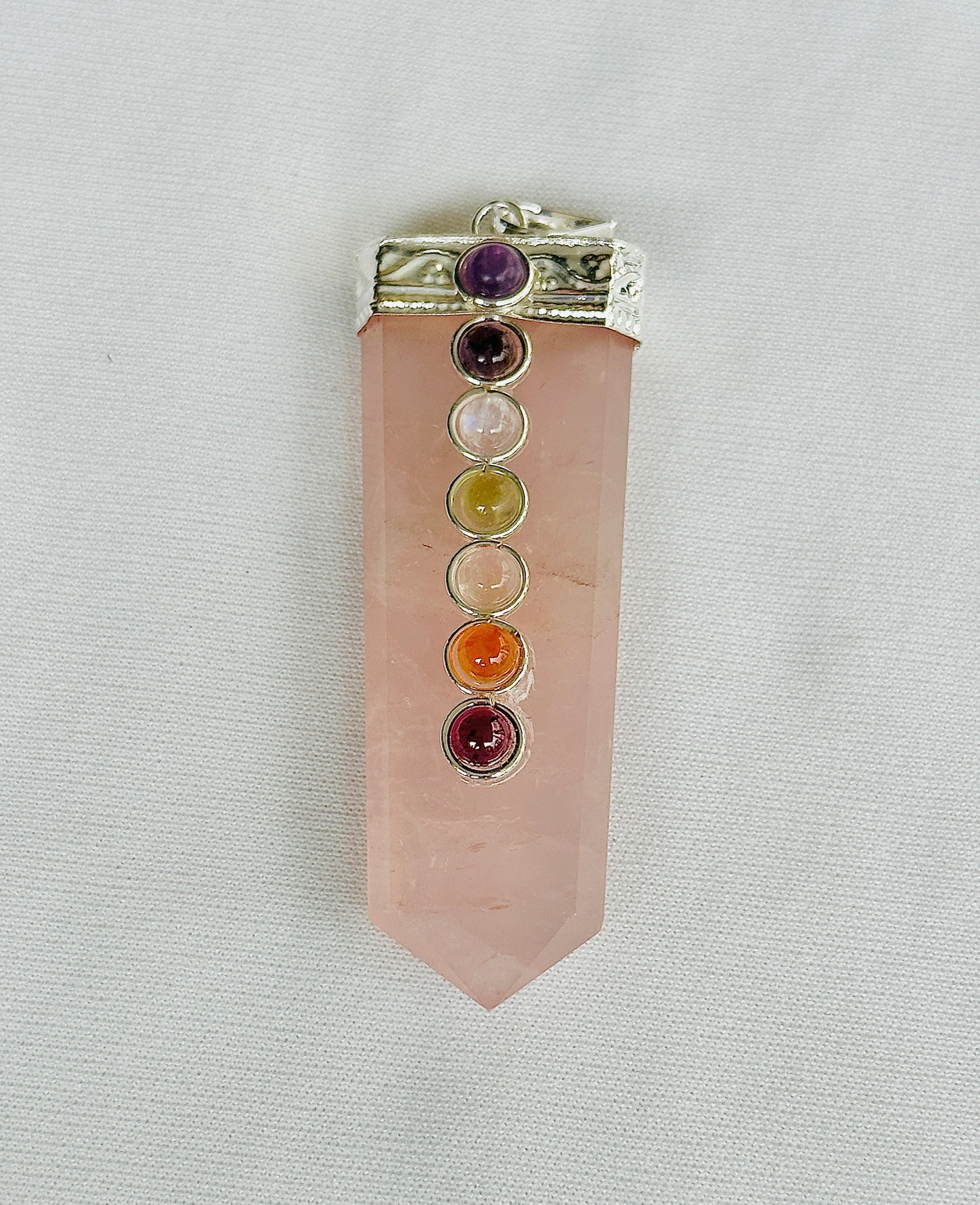 Improve Love, Relationship & Emotional Connection: Rose Quartz Seven Chakra Pendant
